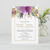Invitation Mariage de printemps avec fleurs d'améthyste viole (Debout devant)