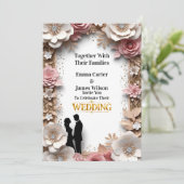 Invitation Mariage de printemps avec fleurs de pêche 💐 (Debout devant)