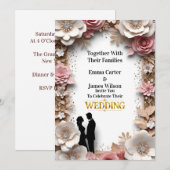 Invitation Mariage de printemps avec fleurs de pêche 💐 (Devant / Derrière)