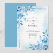 Invitation Mariage de printemps bleu azur impressionniste (Devant / Derrière)