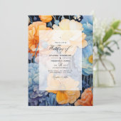 Invitation Mariage de printemps bleu et orange pâle (Debout devant)