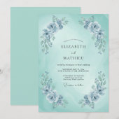 Invitation Mariage de printemps bleu mint éthéré (Devant / Derrière)