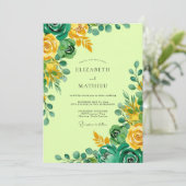 Invitation Mariage de printemps botanique vert citron luxuria (Debout devant)