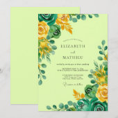 Invitation Mariage de printemps botanique vert citron luxuria (Devant / Derrière)