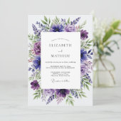 Invitation Mariage de printemps botanique violet améthyste (Debout devant)