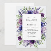 Invitation Mariage de printemps botanique violet améthyste (Devant / Derrière)