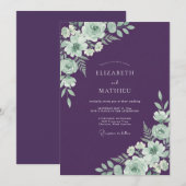 Invitation Mariage de printemps céleste prune (Devant / Derrière)