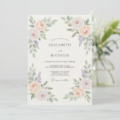 Invitation Mariage de printemps charmant aux pêches (Debout devant)