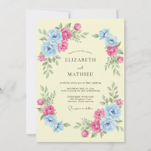 Invitation Mariage de printemps charmant jaune pâle