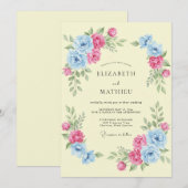 Invitation Mariage de printemps charmant jaune pâle (Devant / Derrière)