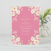 Invitation Mariage de printemps charmant rose (Debout devant)