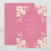 Invitation Mariage de printemps charmant rose (Devant / Derrière)