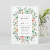 Invitation Mariage de printemps charmant vert menthe (Debout devant)