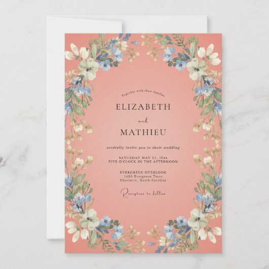 Invitation Mariage de printemps corail animé (Devant)