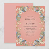 Invitation Mariage de printemps corail animé (Devant / Derrière)
