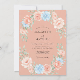 Invitation Mariage de printemps corail enchanteur