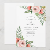 Invitation Mariage de printemps corail éthéré rose (Devant / Derrière)
