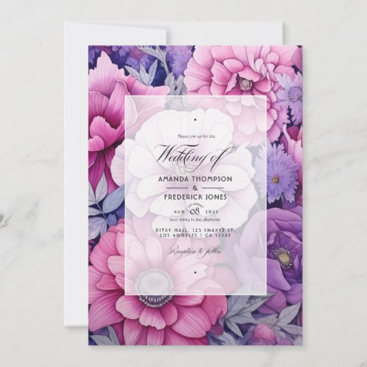 Invitation Mariage de printemps de couleur violet pinkish (Devant)