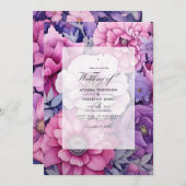 Invitation Mariage de printemps de couleur violet pinkish (Devant / Derrière)