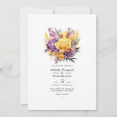 Invitation Mariage de printemps de lavande et jaune doré (Devant)