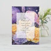 Invitation Mariage de printemps de lavande et jaune doré (Debout devant)