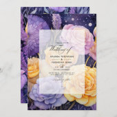 Invitation Mariage de printemps de lavande et jaune doré (Devant / Derrière)