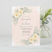 Invitation Mariage de printemps délicat jaune pâle (Debout devant)
