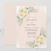 Invitation Mariage de printemps délicat jaune pâle (Devant / Derrière)