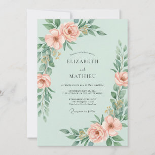 Invitation Mariage de printemps délicat menthe