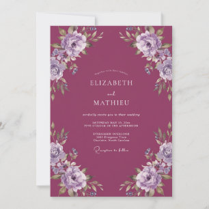 Invitation Mariage de printemps délicat prune