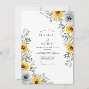 Invitation Mariage de printemps délicat sur ardoise jaune
