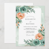Invitation Mariage de printemps délicat vert menthe (Devant / Derrière)
