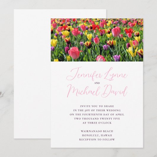 Invitation Mariage de printemps des Tulipes (Devant / Derrière)
