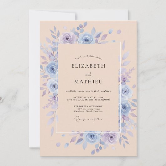 Invitation Mariage de printemps distingué pêche (Devant)
