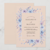 Invitation Mariage de printemps distingué pêche (Devant / Derrière)