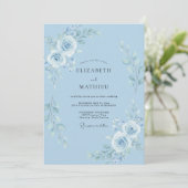 Invitation Mariage de printemps divin bleu clair (Debout devant)
