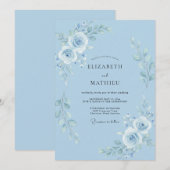Invitation Mariage de printemps divin bleu clair (Devant / Derrière)