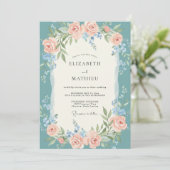 Invitation Mariage de printemps divin sarcelle (Debout devant)