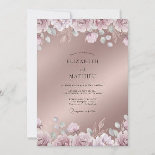 Invitation Mariage de printemps doré rose lustré