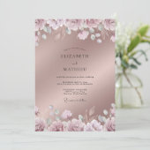 Invitation Mariage de printemps doré rose lustré (Debout devant)