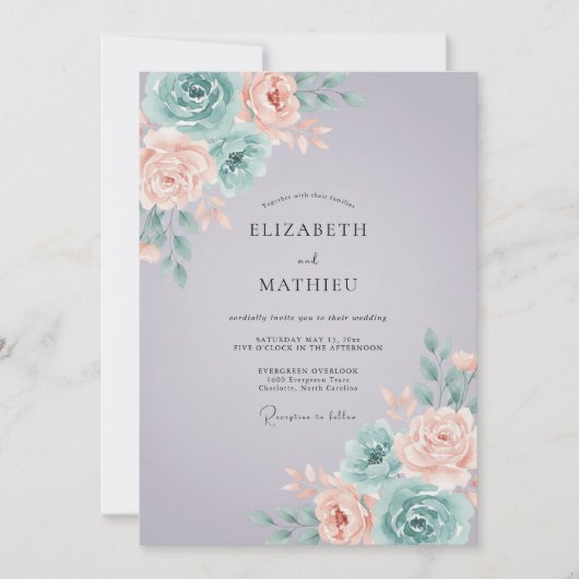 Invitation Mariage de printemps doux lilas (Devant)