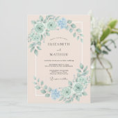 Invitation Mariage de printemps doux vert menthe (Debout devant)
