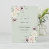 Invitation Mariage de printemps doux vert sauge (Debout devant)