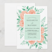 Invitation Mariage de printemps effervescent vert menthe (Devant / Derrière)