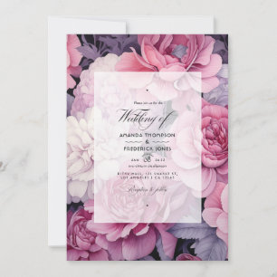 Invitation Mariage de printemps en argent et rose doux