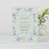 Invitation Mariage de printemps en cascade vert sauge (Debout devant)