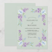 Invitation Mariage de printemps en cascade vert sauge (Devant / Derrière)
