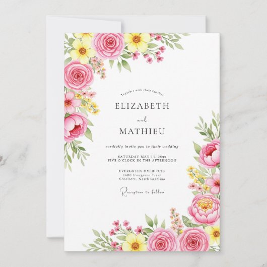 Invitation Mariage de printemps endiablé rose (Devant)