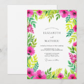 Invitation Mariage de printemps endiablé rose chaud (Devant / Derrière)