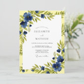 Invitation Mariage de printemps ensoleillé bleu marine (Debout devant)